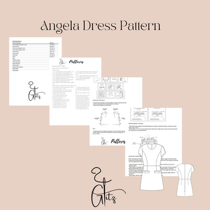 Angela A-Line Mini Dress Pattern Wedding Guest Dress Cocktail Dress Sewing Pattern PDF Digital Sewing Pattern