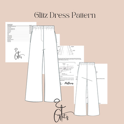 Women's Wide Leg Pants Sewing Pattern PDF | Knit Fabric | Elastic Waist & In-Seam Pockets | Faux Fly | A4 A0 Letter Files