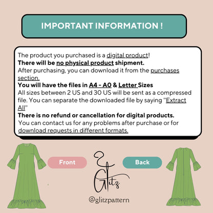Flared Maxi Tent Dress Sewing Pattern Hijab Sewing Digital Pattern PDF