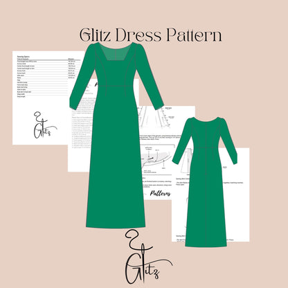 Long Evening Dress Sewing Pattern Square Neck A Line Elegant Dress Pattern Wedding Guest Dress Bridesmaid Dress Pattern Modest Dress