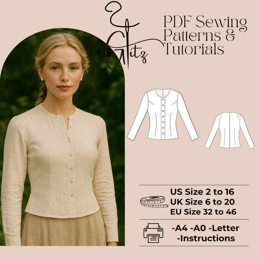 Cottagecore Shirt Sewing Pattern Women Shirt Pattern Long Sleeve Blouse Pattern