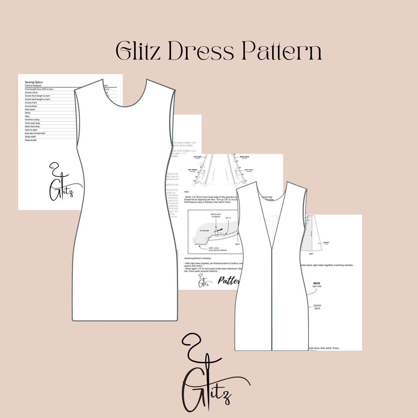 Backless Mini Summer Dress Sewing Pattern Open Back Linen Dress Pattern Easy Sewing Pattern