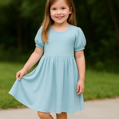 Girls Summer Dress Sewing Pattern Kids Dress Pattern Puff Sleeve Midi Dress Pattern