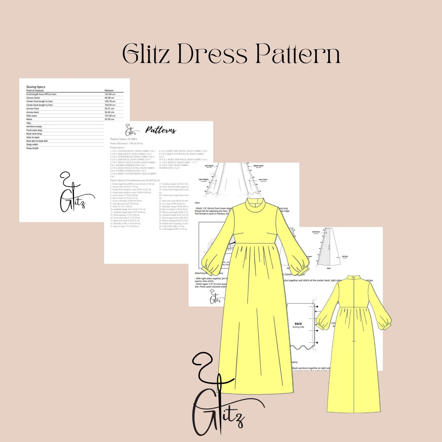 Modest Dress Sewing Pattern Boat Neck Long Puff Sleeve Gathered Prom Dress Abaya Hijab Dress Pattern