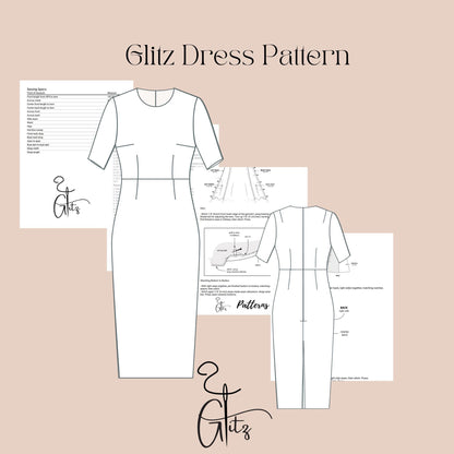 Midi Office Dress Sewing Pattern Short Sleeve Pencil Dress Pattern Evening Dress