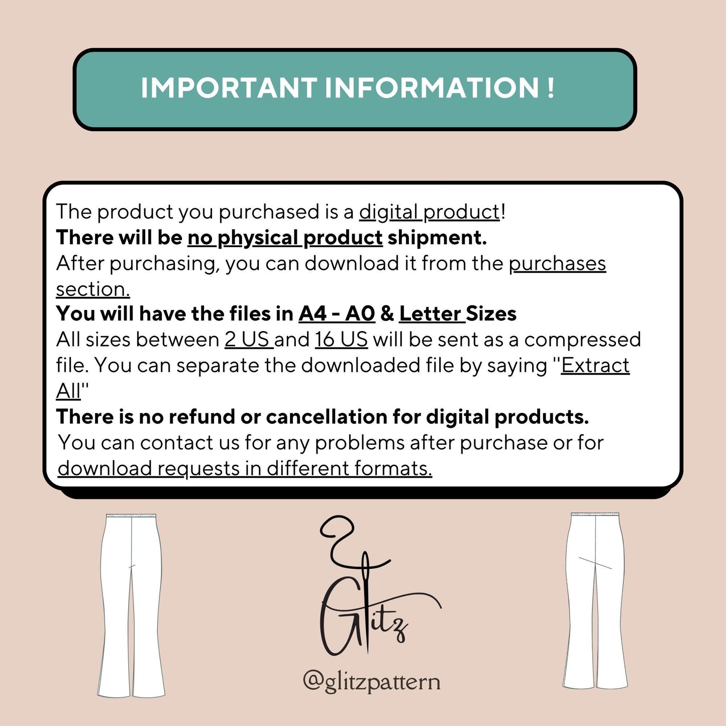 Flared Pants Sewing Pattern Basic Summer Pants Pattern Women Trousers Pattern Bodycon Pants