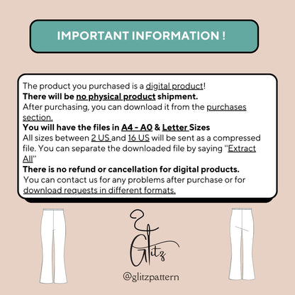 Flared Pants Sewing Pattern Basic Summer Pants Pattern Women Trousers Pattern Bodycon Pants