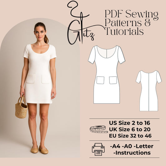 Mini Dress Sewing Pattern Summer Dress Easy Sewing Pattern Casual Dress Pattern