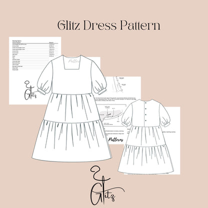 Girls Dress Sewing Pattern Tiered Dress Pattern Girl Prom Dress Puff Sleeve Dress