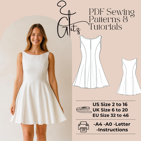 Mini Dress Sewing Pattern Mini Linen Cottagecore Dress Boat Neck Dress Pattern
