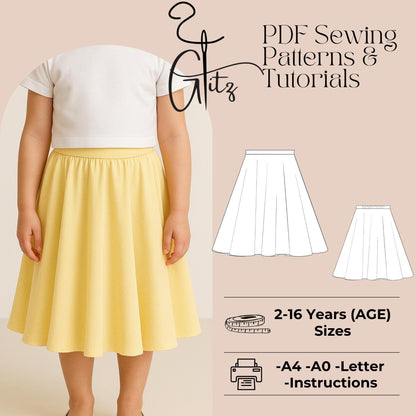 Girls Skirt Sewing Pattern Kids Summer Skirt Pattern Easy Sewing Pattern