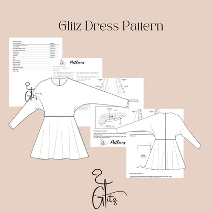 Kimono Sleeve Mini Dress Sewing Pattern Spring Basic Dress Pattern