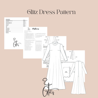 Padded Long Sleeve Maxi Evening Dress Sewing Pattern Modest Hijab Dress Abaya Muslim Dress Pattern
