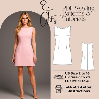 Mini Dress Sewing Pattern Mini Evening Cocktail Dress Formal Event Dress Pattern Easy sewing pattern