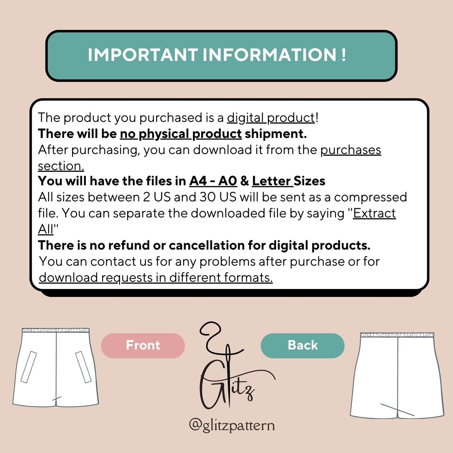 Summer Linen Wide Leg Mini Short Elastic Waist Easy Short Digital Sewing Pattern PDF US 2 - 30 Size Beginner Friendly