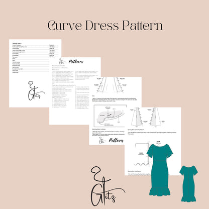 Flared Sleeve Boat Neck Pencil Midi Cocktail Dress Digital Sewing Pattern US 2 - 30 size A0 - A4 - Letter PDF