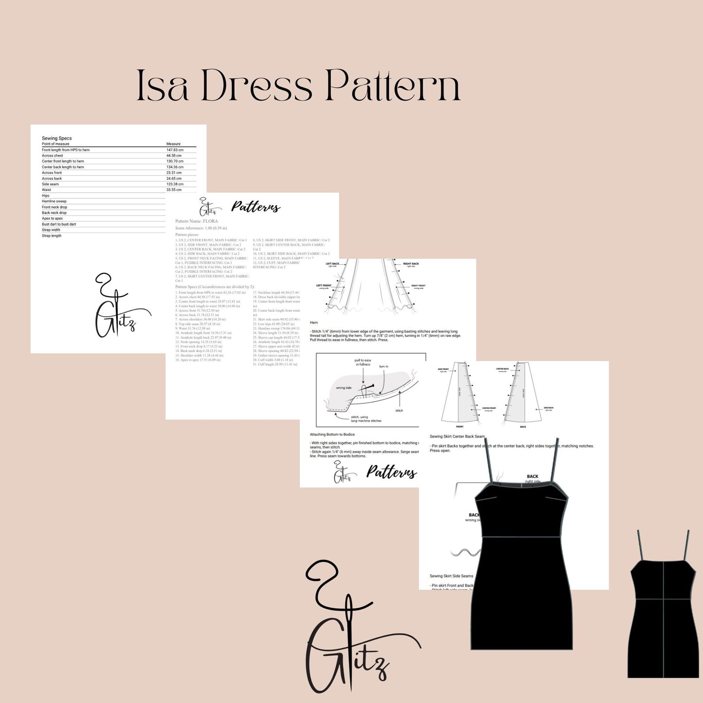 Isa Basic Mini Dress Sewing Pattern Casual Dress Pattern Easy Digital Pattern