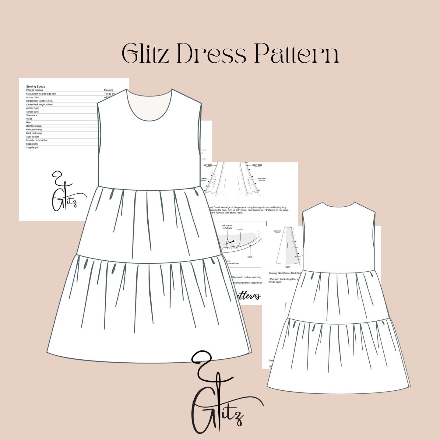 Girls Gathered Summer Dress Sewing Pattern Ruffle Dress for Kids Tried Dress Pattern