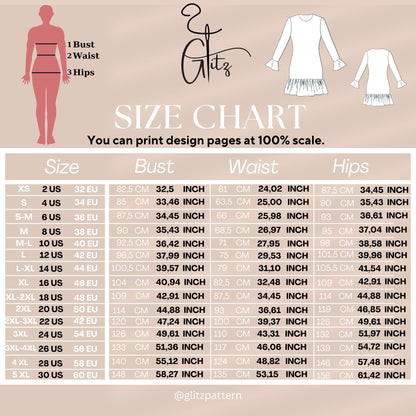 Mini Ruffled Skirt - Long Sleeve Basic Dress Sewing Pattern Digital PDF Pattern US 2 - 30 Size