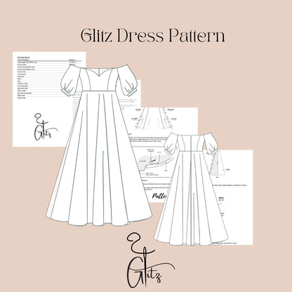 Off Shoulder Prom Dress Sewing Pattern Sweetheart Neck Evening Dress Pattern Ball Gown Bridal Gown