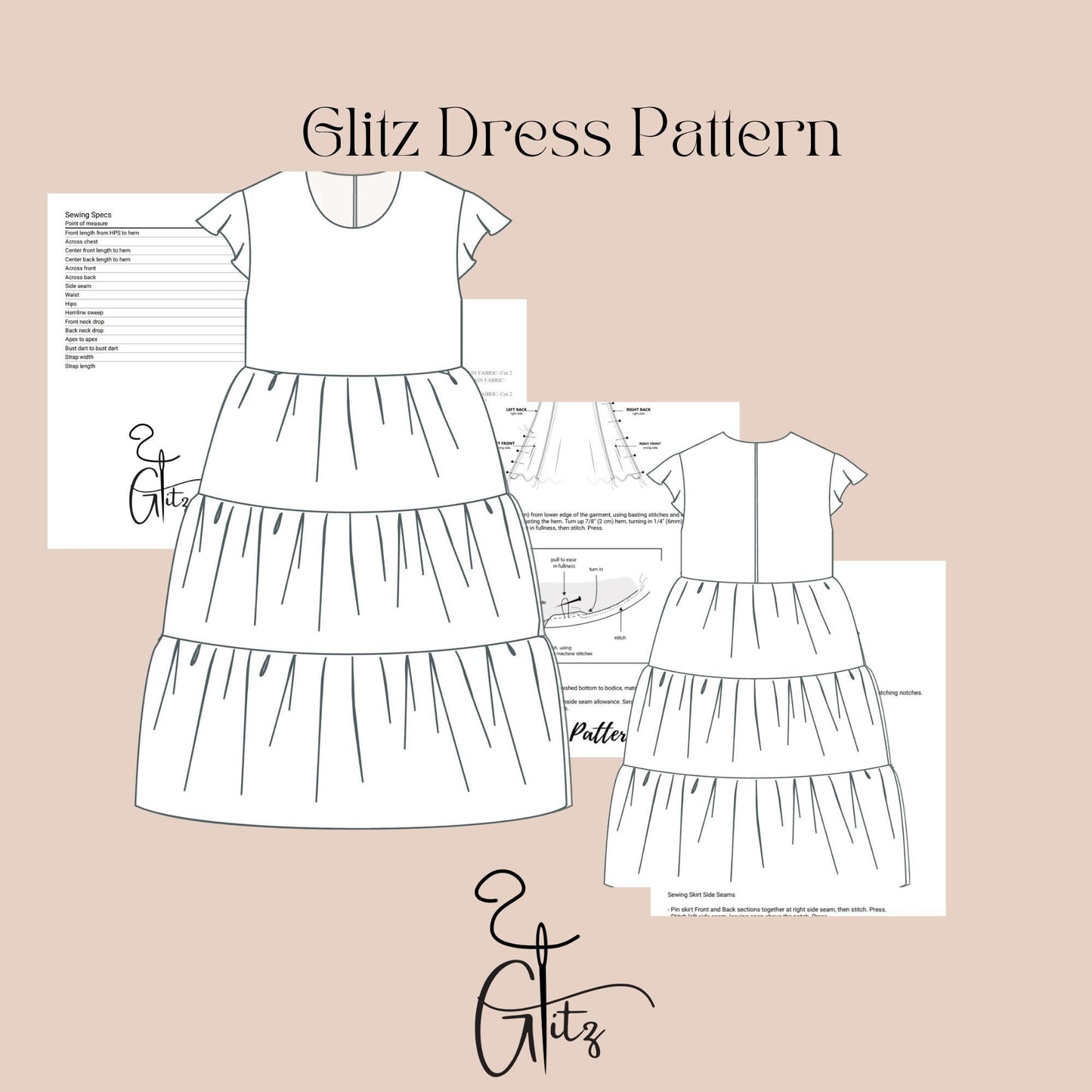 Girls Tiered Dress Sewing Pattern Kids Prom Dress Girls Bridesmaid Dress Sewing Pattern