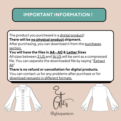 Puff Sleeve Shirt Sewing Pattern Women Shirt Pattern Women Formal Shirt Casual Shirt Long Sleeve Blouse Pattern