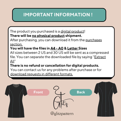 Short Sleeve Mini Dress with a Classic Crew Neck Digital Sewing Pattern PDF