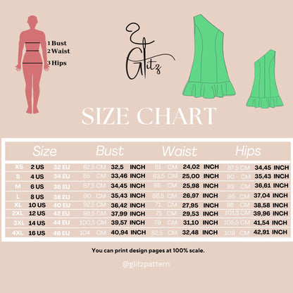 One Shoulder Dress Sewing Pattern Mini Summer Dress Pattern Flounce Dress