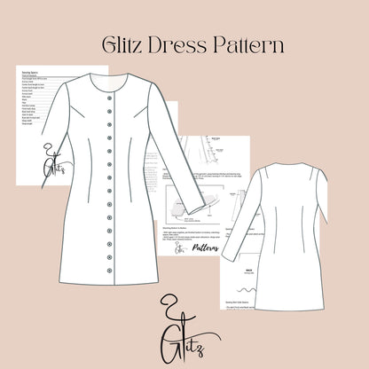 Denim Button Down Dress Sewing Pattern | Long Sleeve A-Line Dress PDF | Bust Darts | Easy Woven Dress Sewing Pattern
