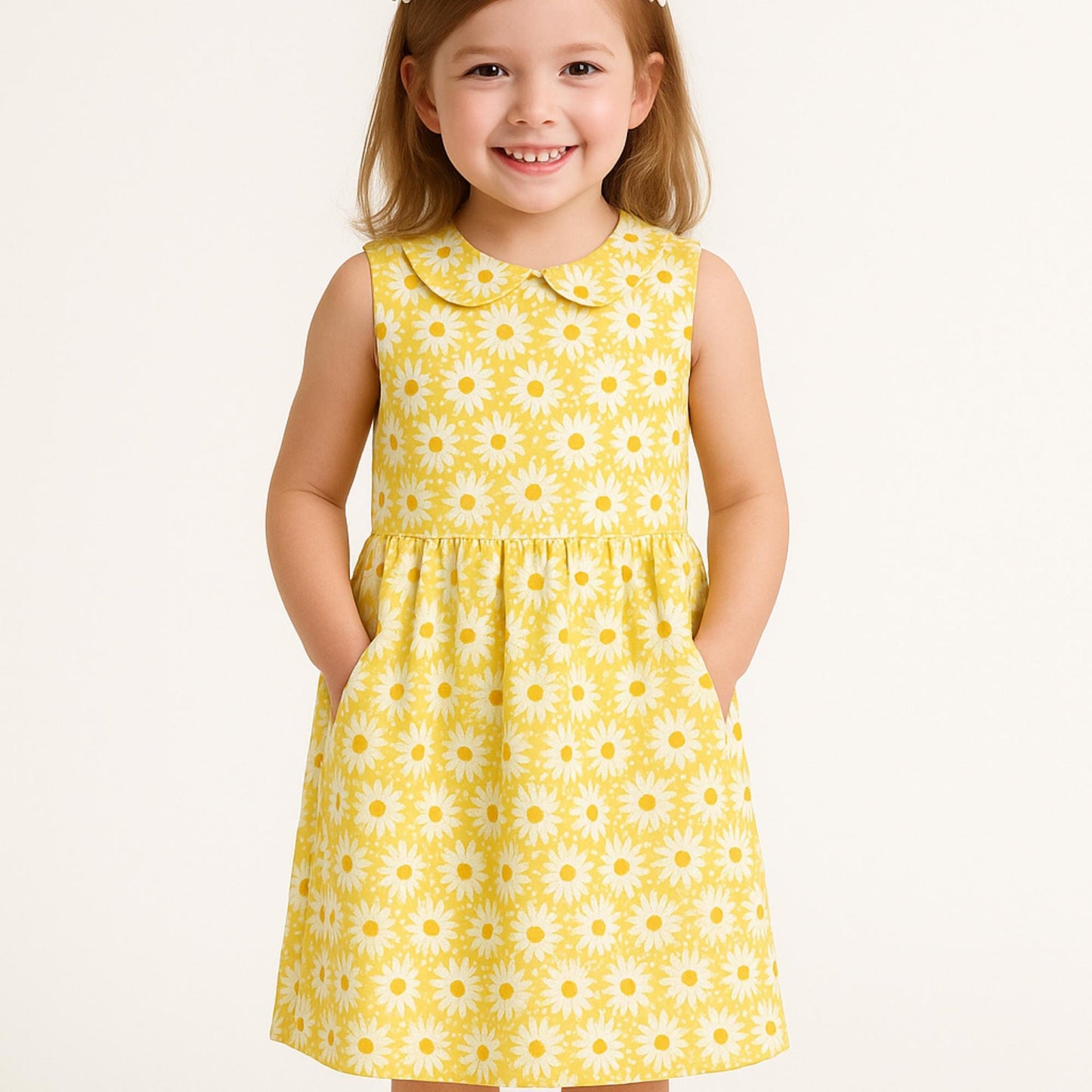 Peter Pan Collar Neck Dress Gathered Dress Girls Summer Dress Sewing Pattern Sleeveless Kids Dress Pattern