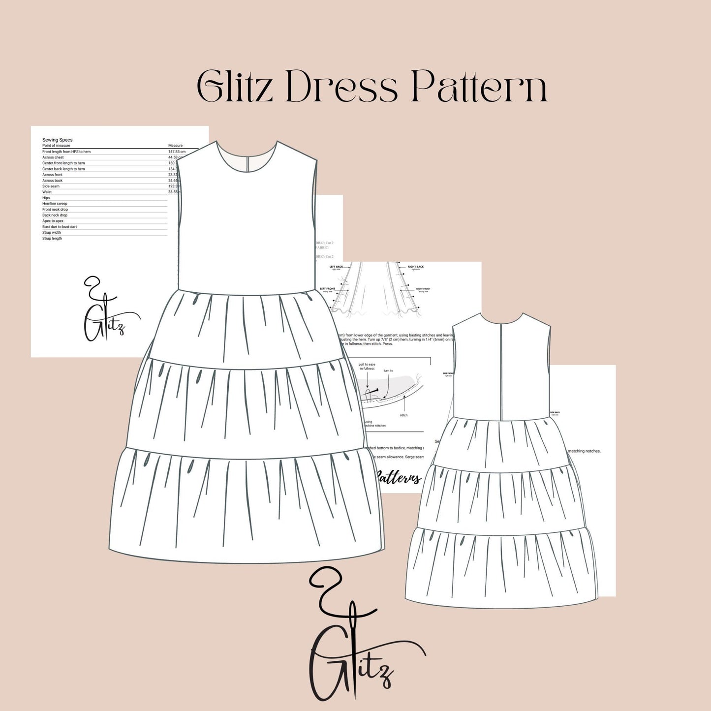 Girls Tiered Dress Sewing Pattern Girls Prom Dress Kids Evening Dress Pattern