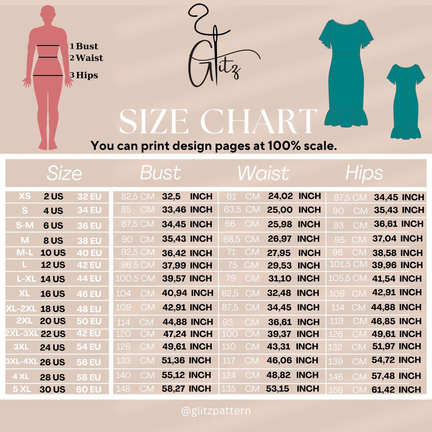 Flared Sleeve Boat Neck Pencil Midi Cocktail Dress Digital Sewing Pattern US 2 - 30 size A0 - A4 - Letter PDF