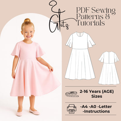 Flower Girls Dress Kids Dress Sewing Pattern Baby Christening dress, Graduation Gown, Baptism