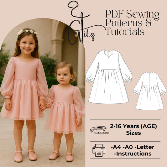 Birthday Girl Dress Sewing Pattern Flower Girl Dress Pattern Organza Tulle Prom Dress Pattern Kids Dress Pattern
