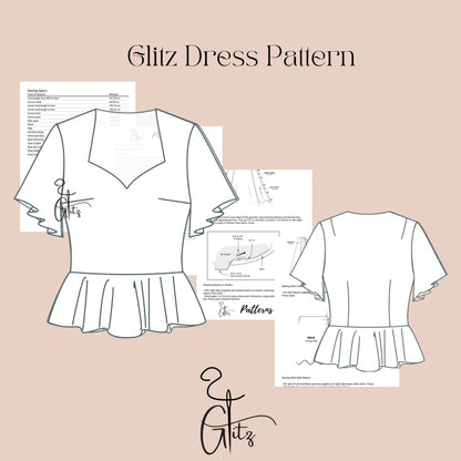 Flare Sleeve Top Sewing Pattern Flared Sleeve Blouse Sewing Pattern: Sweetheart Neck Top