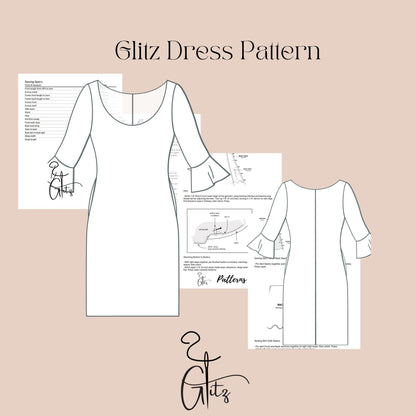 Mini Basic Dress Sewing Pattern Casual Dress Pattern Wide Collar Neck Flared Sleeve Dress Pattern Easy Sewing Pattern