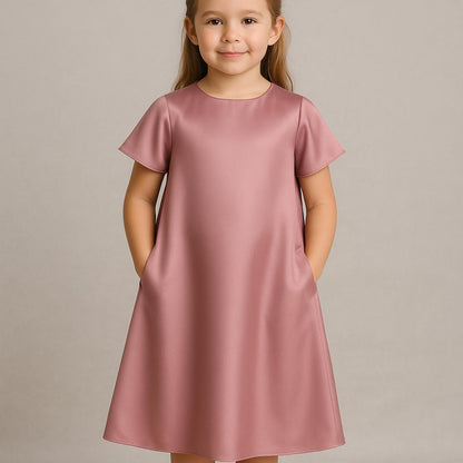 Girls Dress Sewing Pattern Girls Tent Dress Short Flare Sleeve Dress Pattern for Kids Simple Loose Dress Beginner Pattern 2-16Y