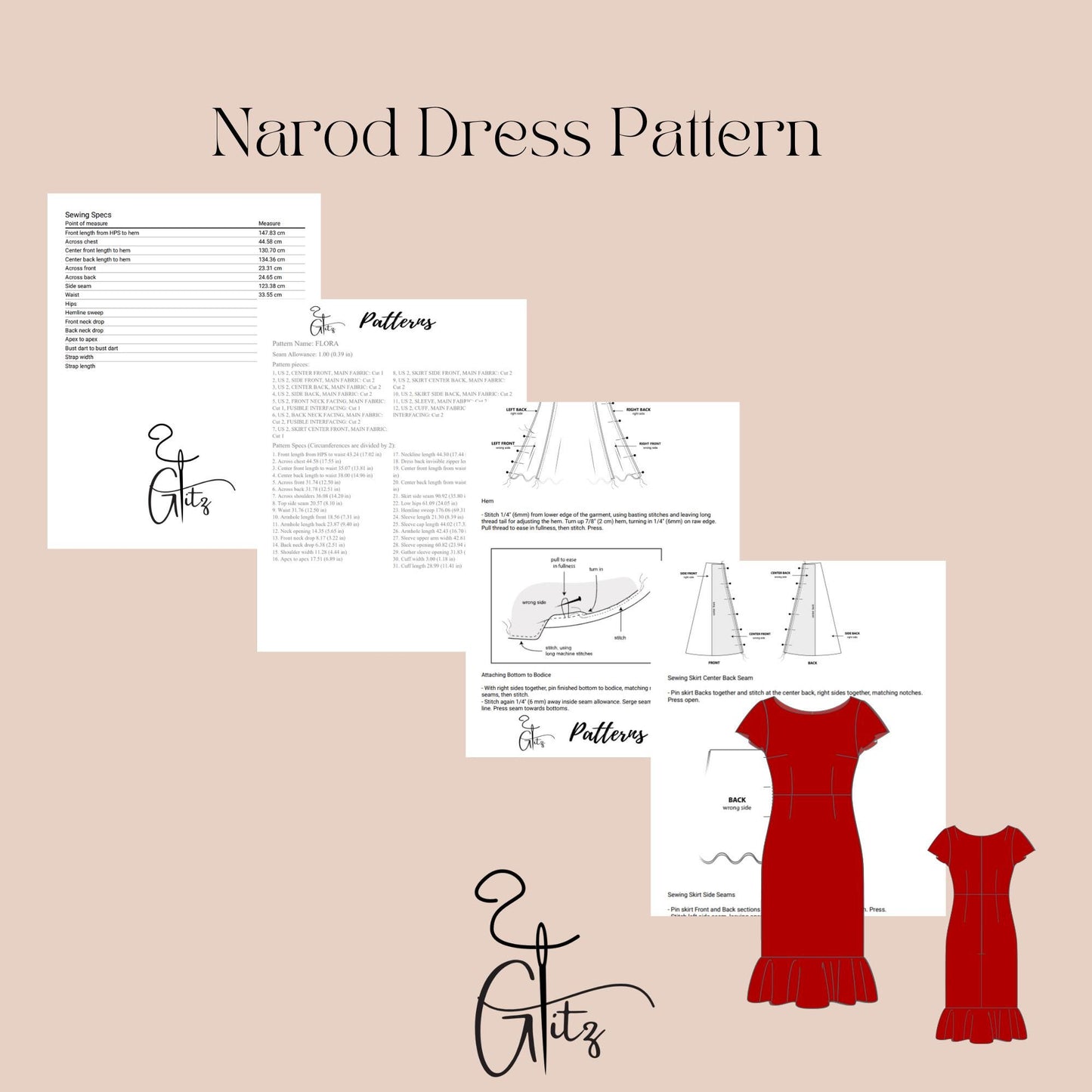 Narod Pencil Midi Dress Sewing Pattern Evening Coctail Dress Pattern Women Sewing Pattern