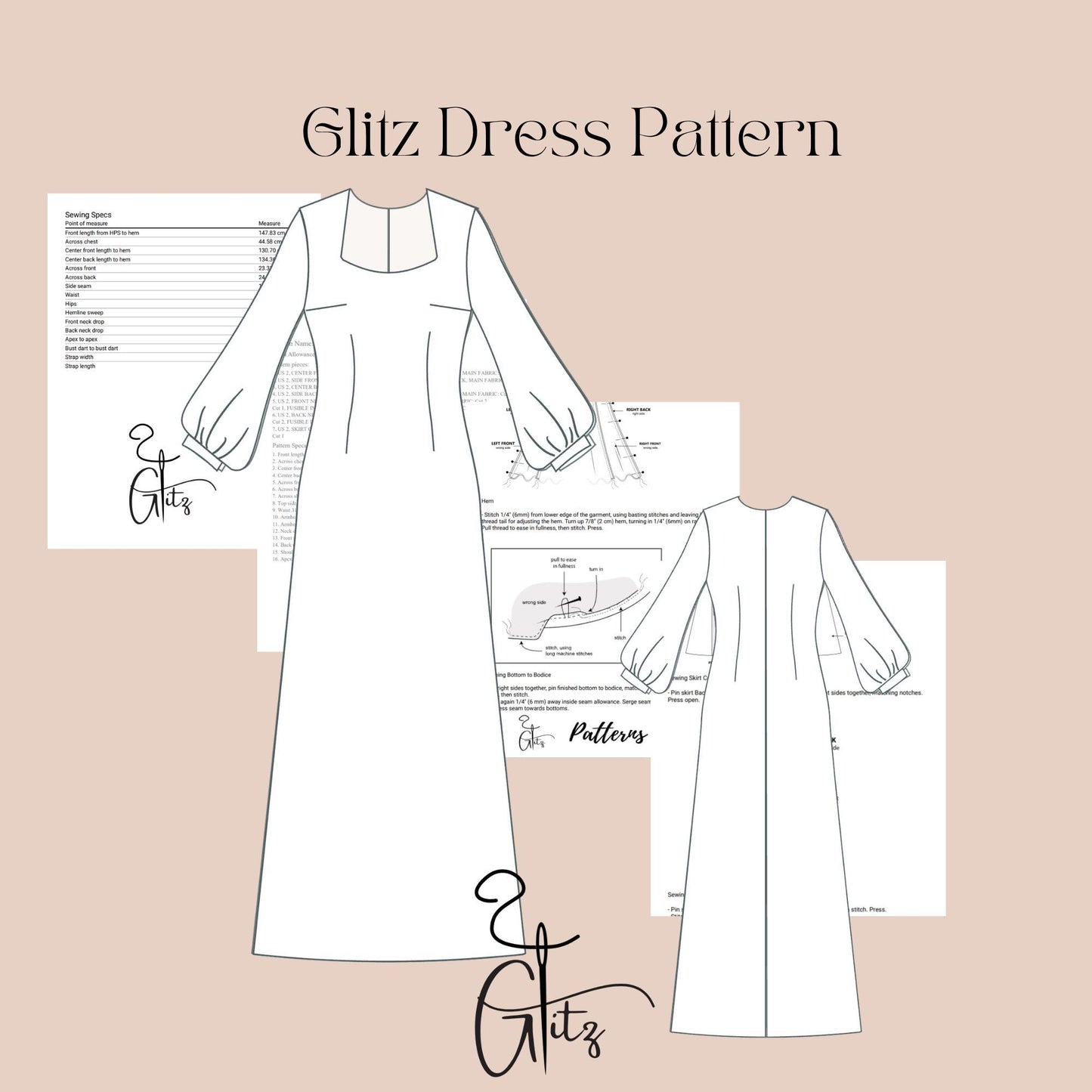 Linen Dress Sewing Pattern Boho Dress Long Puff Sleeve A Line Victorian Dress Sewing Pattern